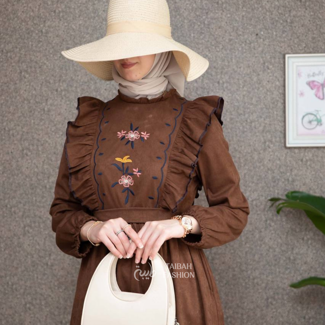 Embroidered Flower Abaya