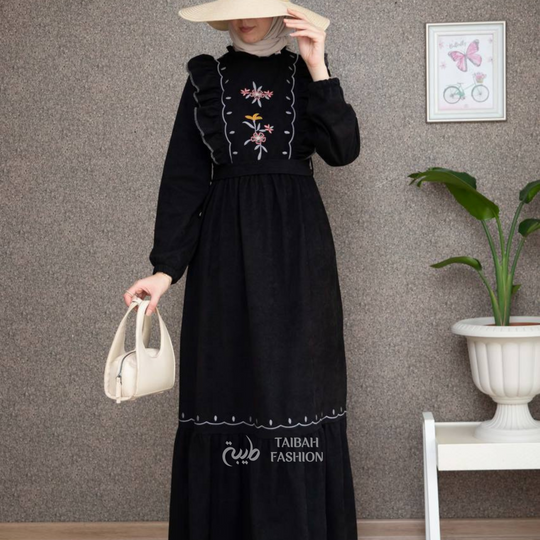 Embroidered Flower Abaya