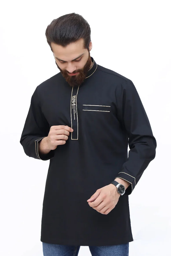 Men's Grey Short Kurta